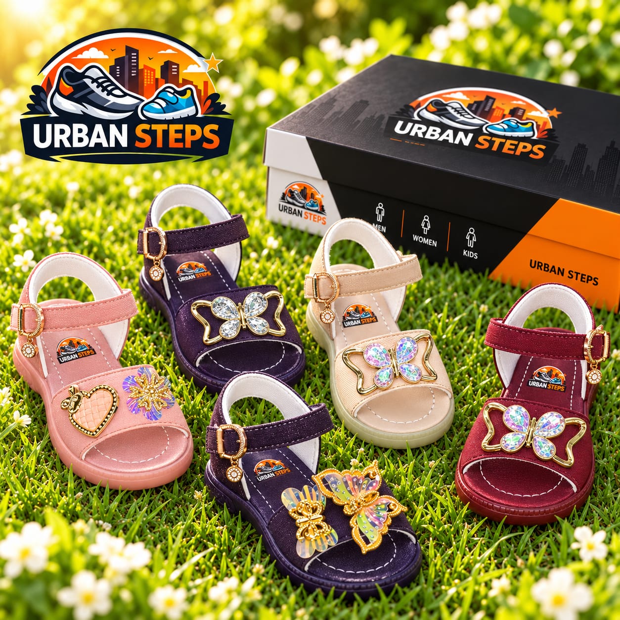 Butterfly & Heart Girls Sandals