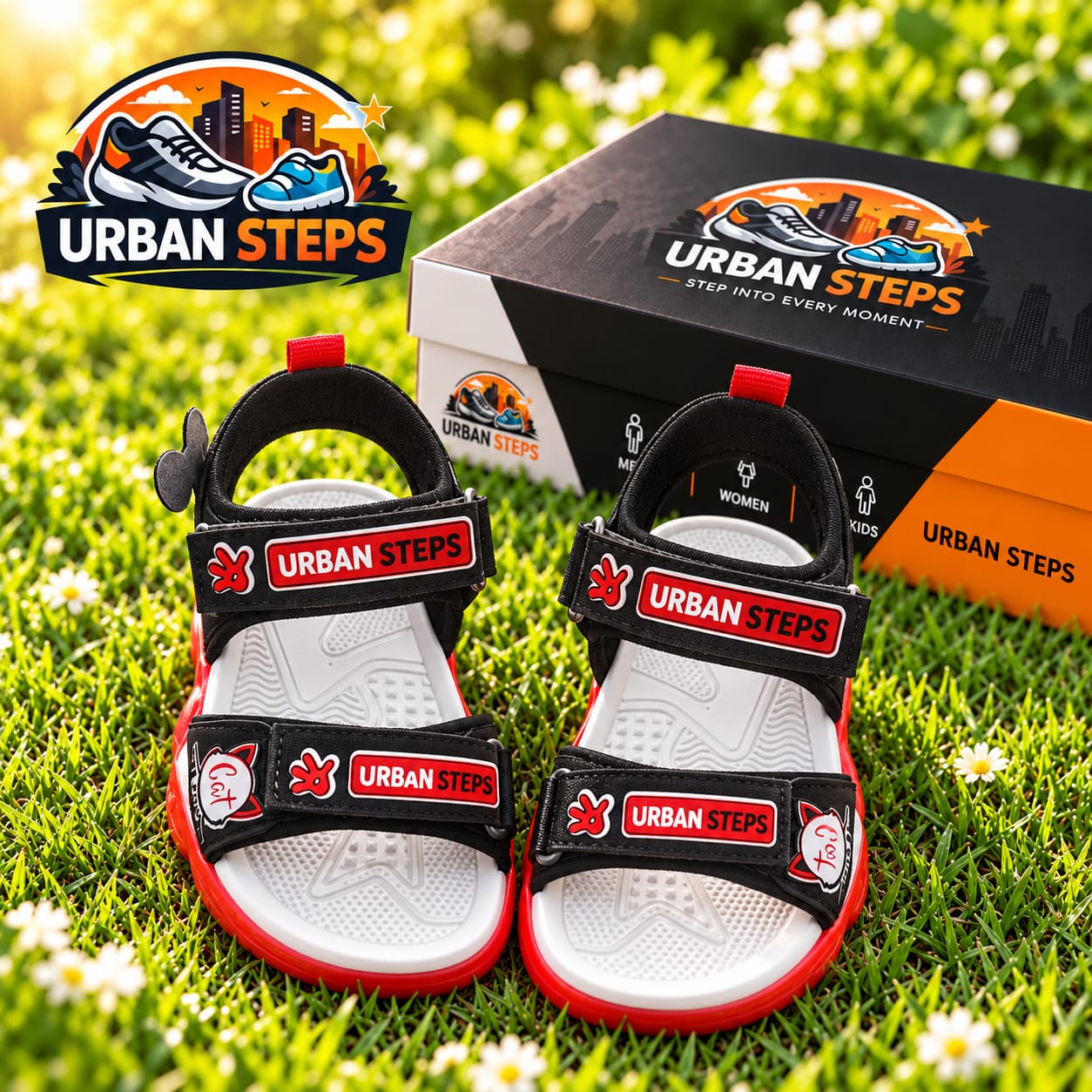 Black & Red Boys Sandals